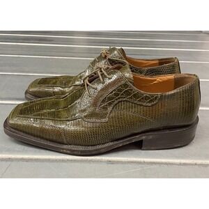 David‎ Eden Dress Shoes Mens Size 8 Green Crocodile Alligator Oxford Square Toe